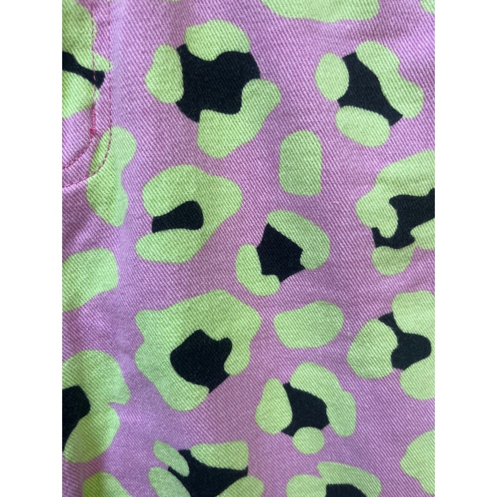 Hayley Elsaesser x TWIK Pink Green Leopard Print Wide Leg Jeans Size 27 Highrise - Picture 8 of 12